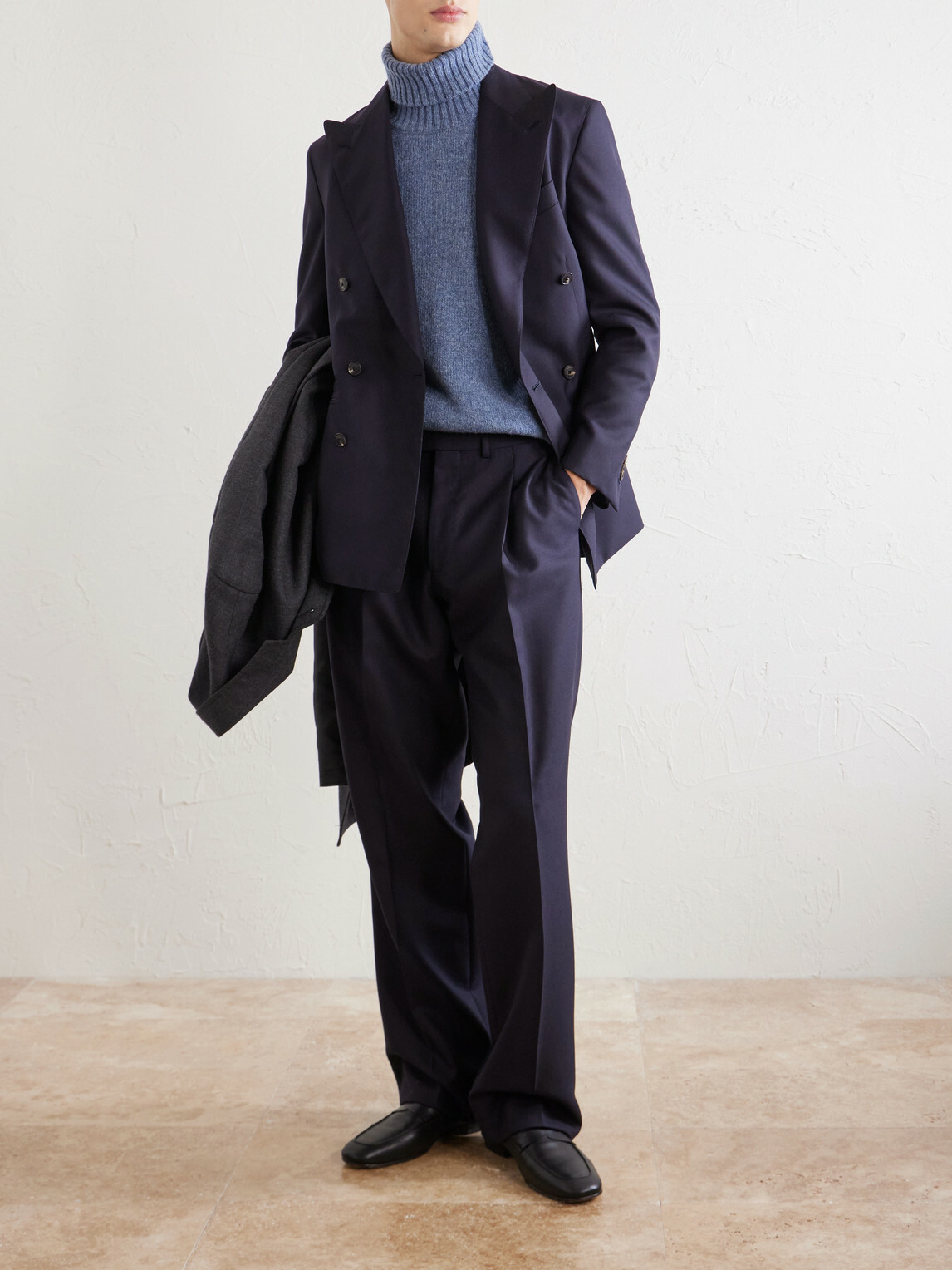 Caruso - Wool Rollneck Sweater - Blue