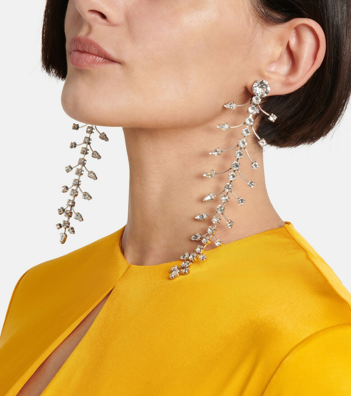 Saint Laurent - Fishbone rhinestone drop earrings Saint Laurent