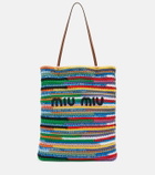 Miu Miu Leather-trimmed crochet cotton tote bag