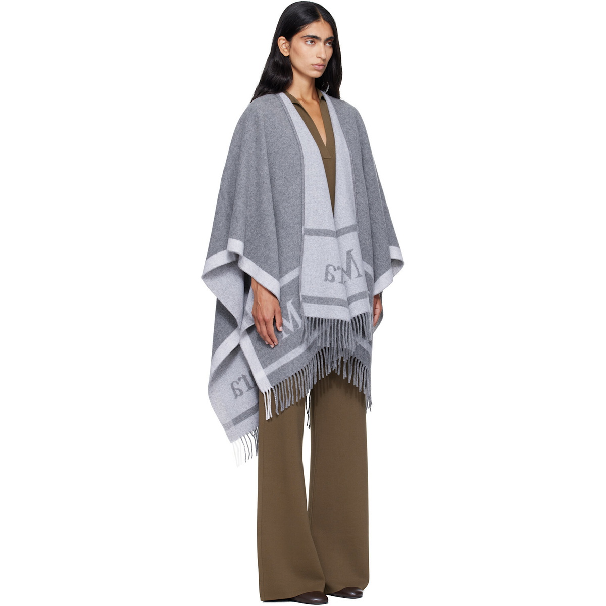 Max Mara Gray Hildestole Scarf