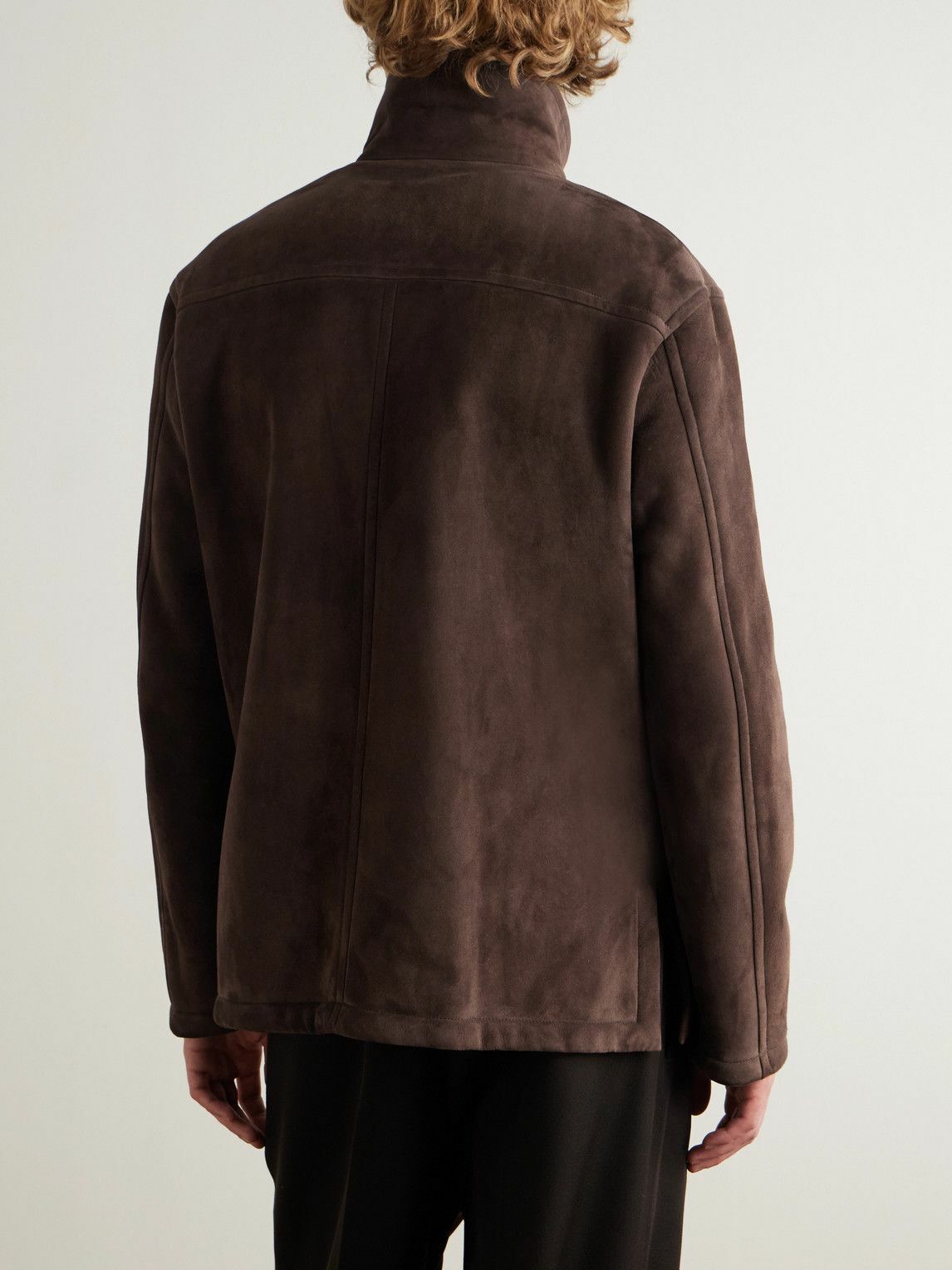 UMIT BENAN - Bruno Shearling-Lined Suede Jacket - Brown
