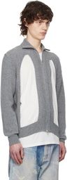Simone Rocha Gray Zip Up Cut Out Window Cardigan