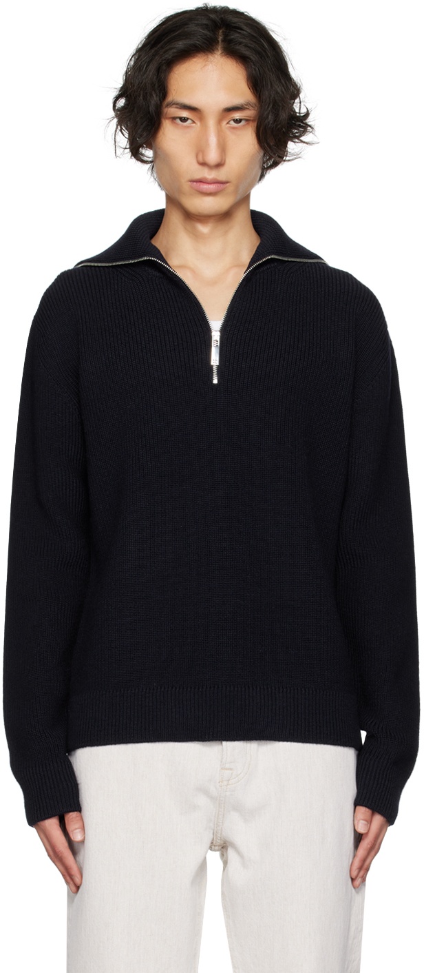 Róhe Navy Half-Zip Sweater