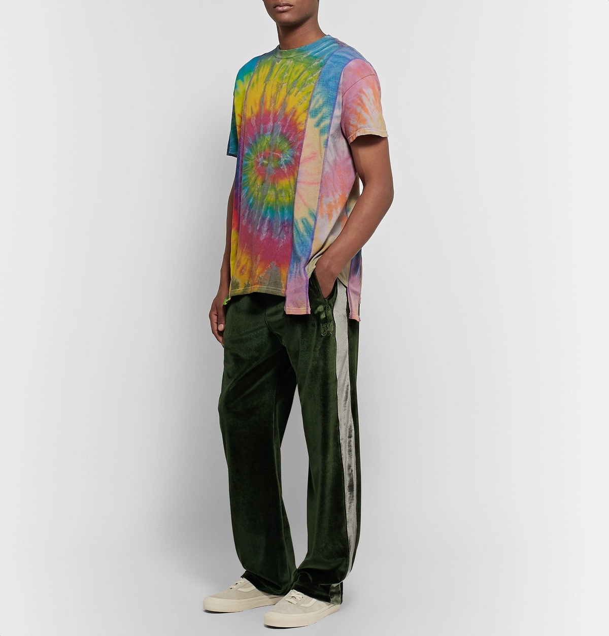 Needles - Two-Tone Velour Track Pants - Green Needles