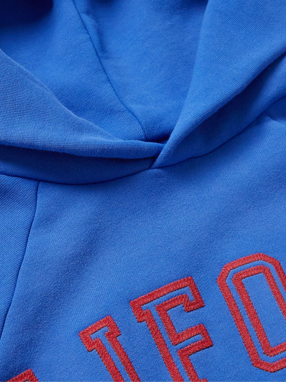 ERL - California Flocked Cotton-Blend Jersey Hoodie - Blue ERL