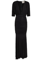 Tove Yana Ruched Stretch-jersey Maxi Dress Black