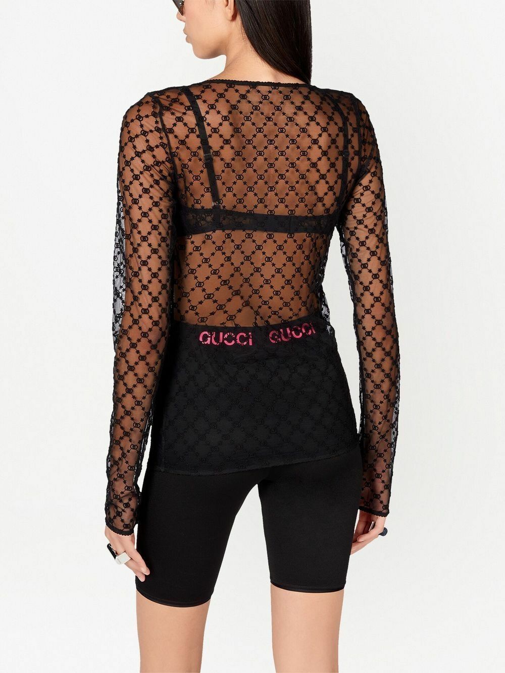 Gucci Black GG Star Tulle Top