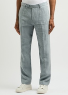 Percival Straight-leg Linen Trousers Light Blue