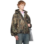 Balenciaga Khaki Camo Flocked Cotton Hooded Jacket