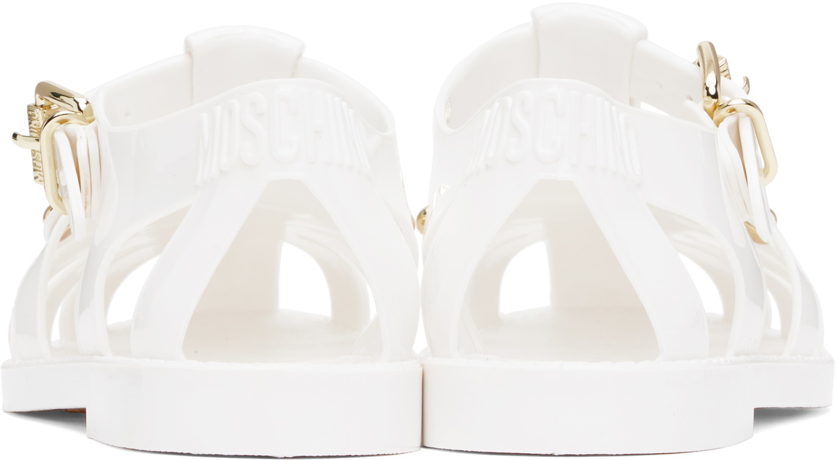 Moschino White Jelly Lettering Logo Sandals