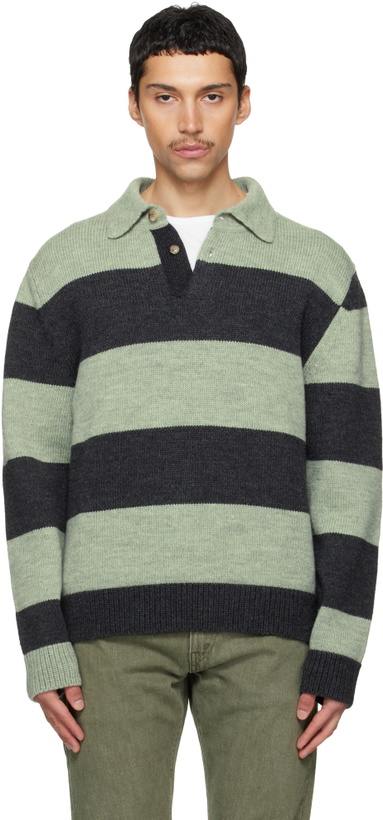Photo: Paul Smith Green & Gray Block Stripe Polo