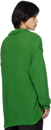 sacai Green Distressed Sweater