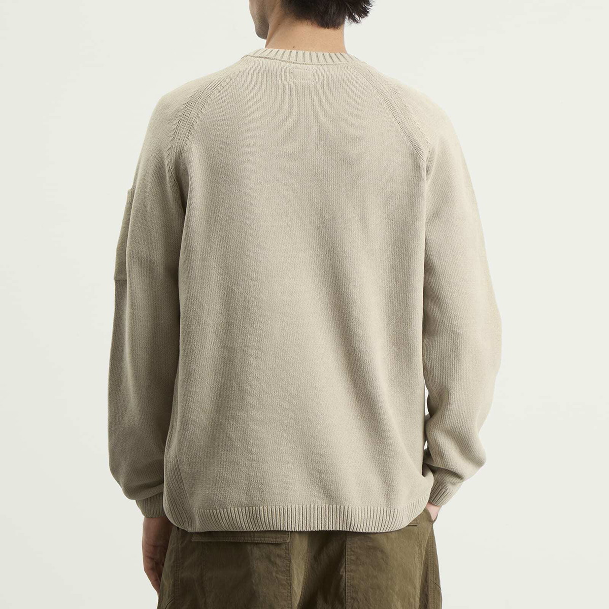 C.P. Company Men's Cotton Chenille Crewneck Lens Sweater in Dove
