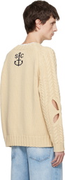 Stefan Cooke Beige Slashed Cable Sweater