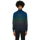 Missoni Blue and Green Knit Striped Turtleneck