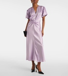 Victoria Beckham Gathered satin midi dress