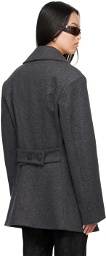 Aaron Esh Gray Peaked Lapel Coat