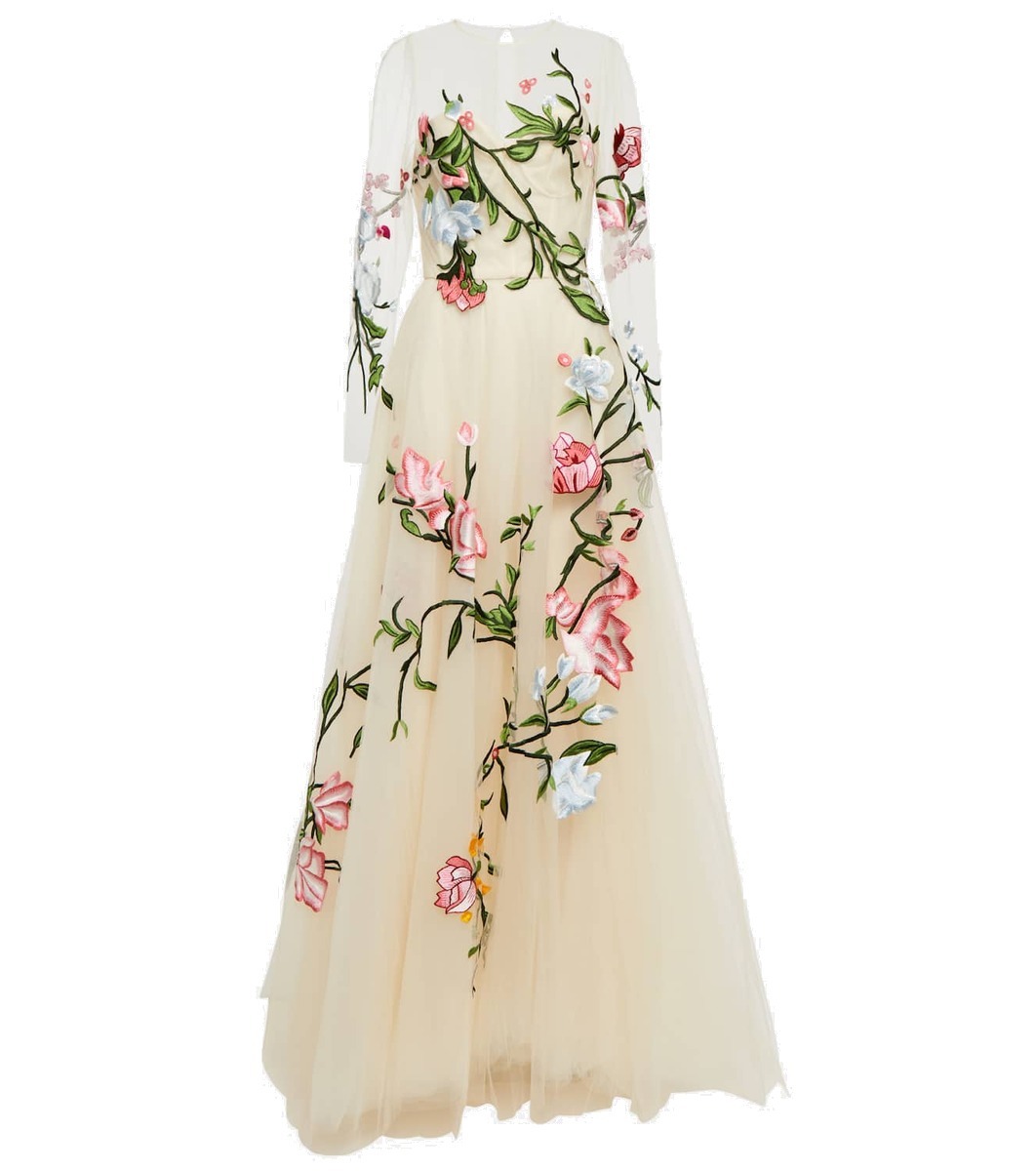 Monique Lhuillier Floral-embroidered gown Monique Lhuillier