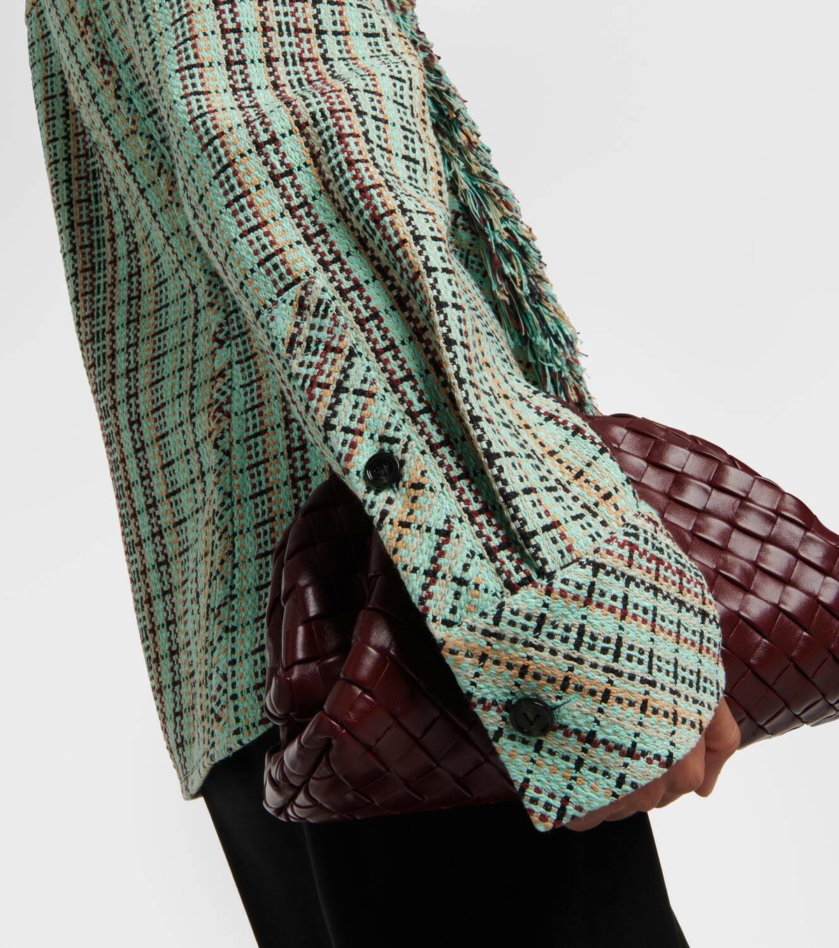 Bottega Veneta Fringed checked tweed jacket Bottega Veneta
