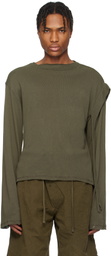 Ottolinger Green Deconstructed Linen Longsleeve T-shirt