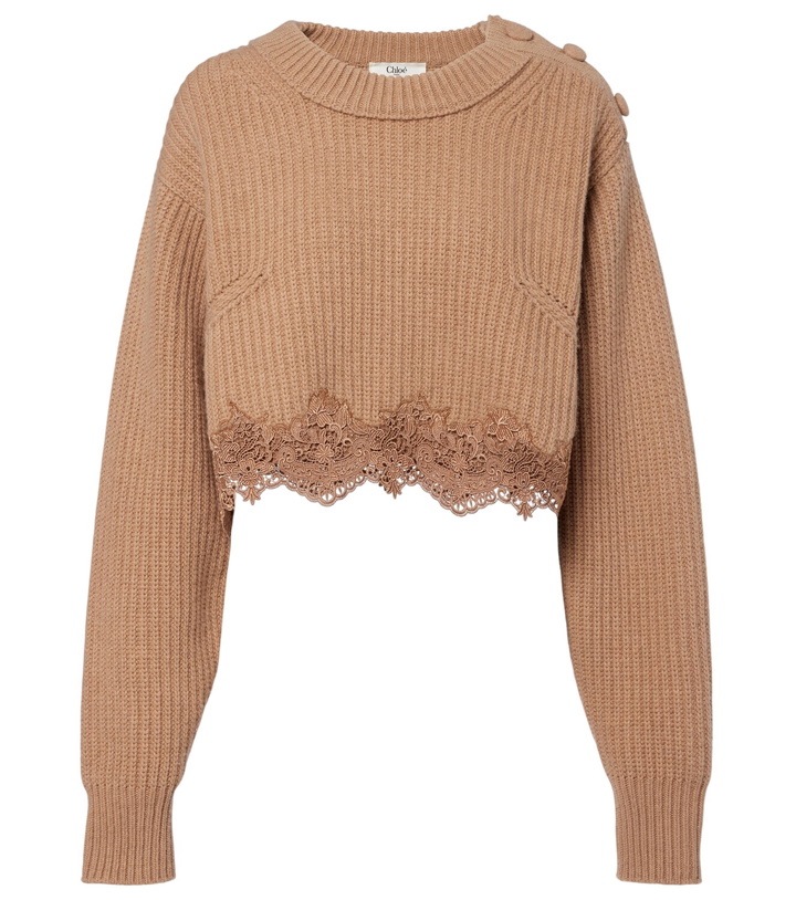 Photo: Chloé Lace-trimmed wool and cashmere sweater