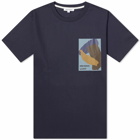Norse Projects Men's Simon Organic Brush Stroke Print T-Shirt in Dark Navy