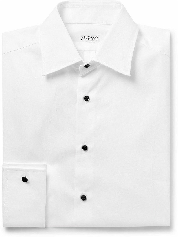 Photo: Brunello Cucinelli - Cotton-Poplin Tuxedo Shirt - White