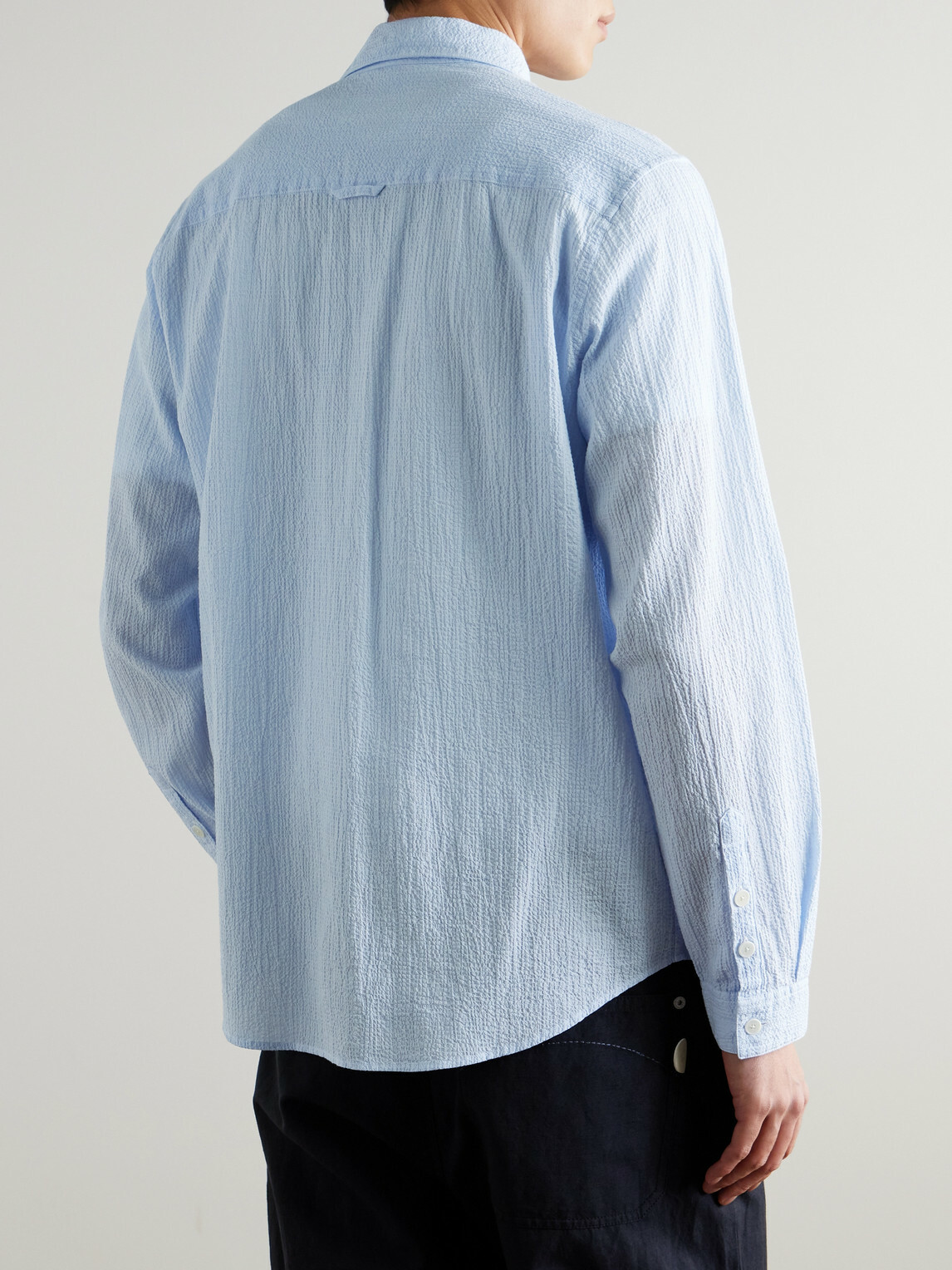 Folk - Textured Cotton-Blend Shirt - Blue
