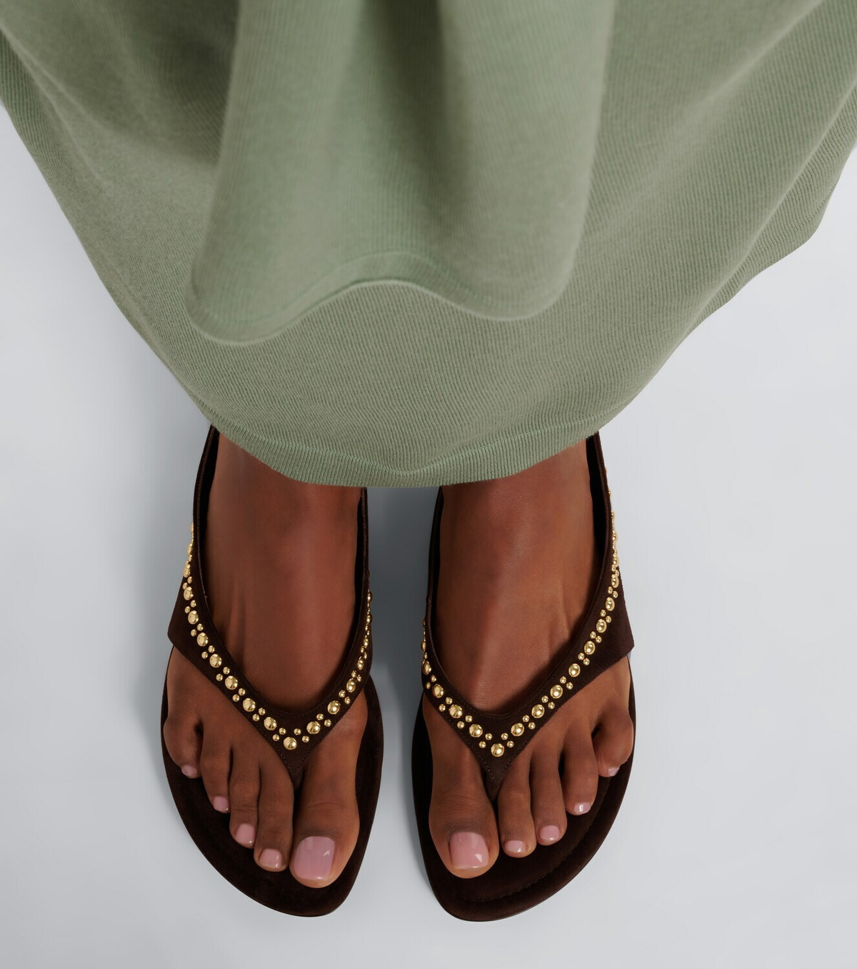Herbert Levine Sun-kissed embellished suede thong sandals