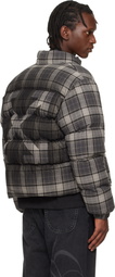Off-White Gray Spray Arrow Check Flannel Down Jacket