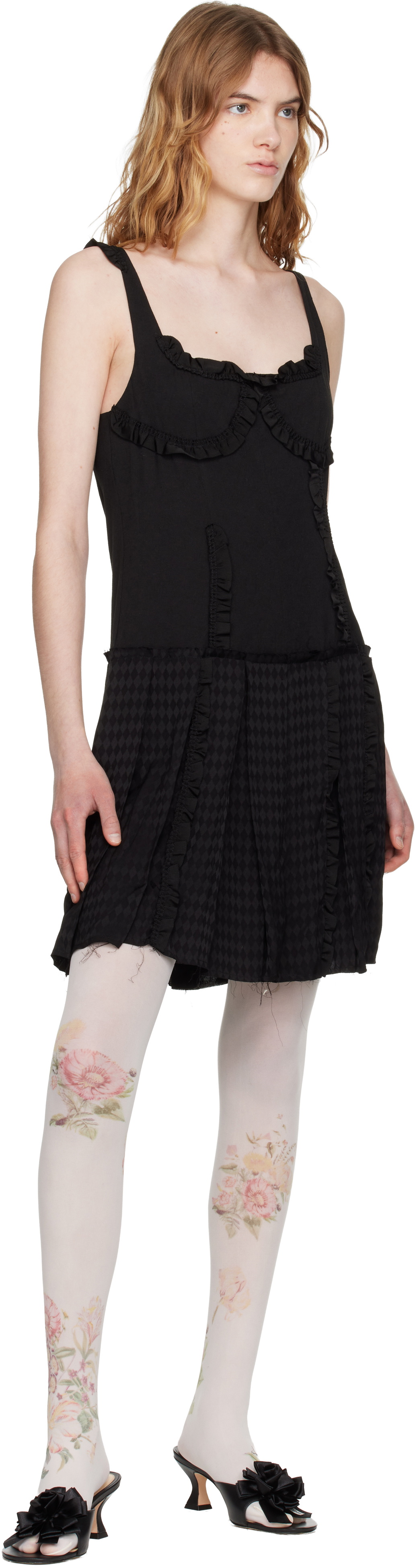 OPEN YY Black Flapper Pleats Midi Dress