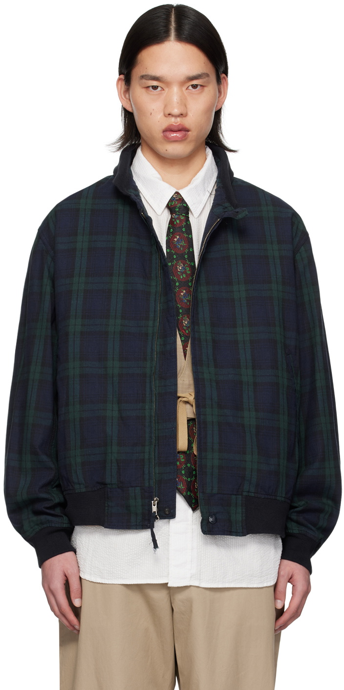 Engineered Garments Navy Check Bomber Jacket