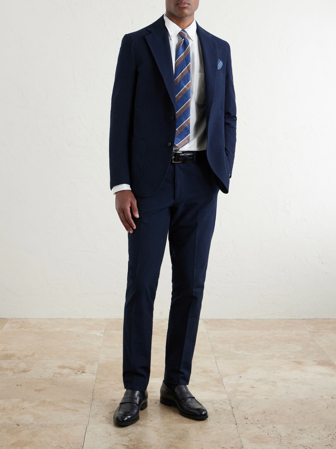 De Petrillo - Cotton-Seersucker Suit Jacket - Blue De Petrillo