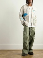 Greg Lauren - Shawl-Collar Paint-Splattered Cotton-Canvas Overshirt - Neutrals