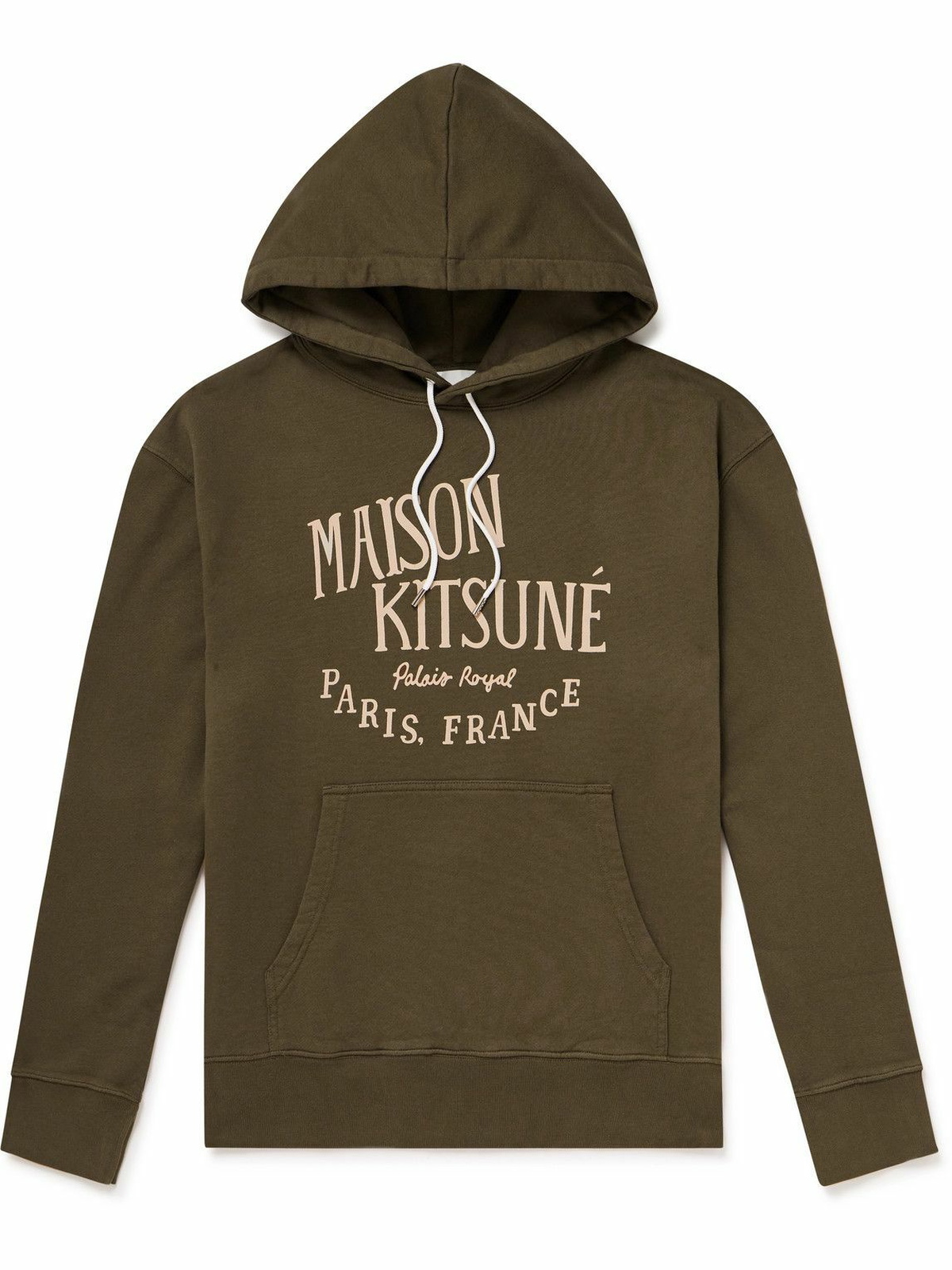 Maison Kitsuné - Palais Royal Logo-Print Cotton-Jersey Hoodie - Brown ...
