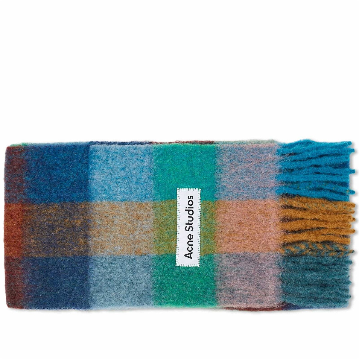 Photo: Acne Studios Men's Vally Check Scarf in Turquoise/Camel/Blue