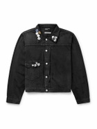 Enfants Riches Déprimés - Appliquéd Distressed Panelled Denim Jacket - Gray