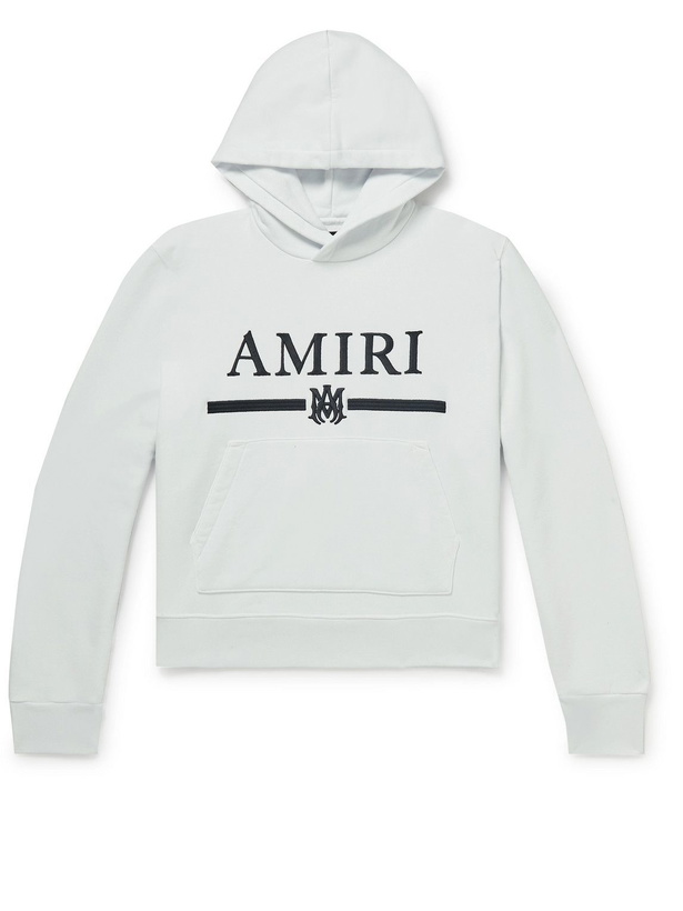 Photo: AMIRI - Logo-Embroidered Cotton-Jersey Hoodie - White