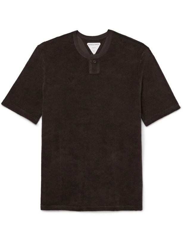 Photo: BOTTEGA VENETA - Slim-Fit Cotton-Blend Terry T-Shirt - Brown - XS