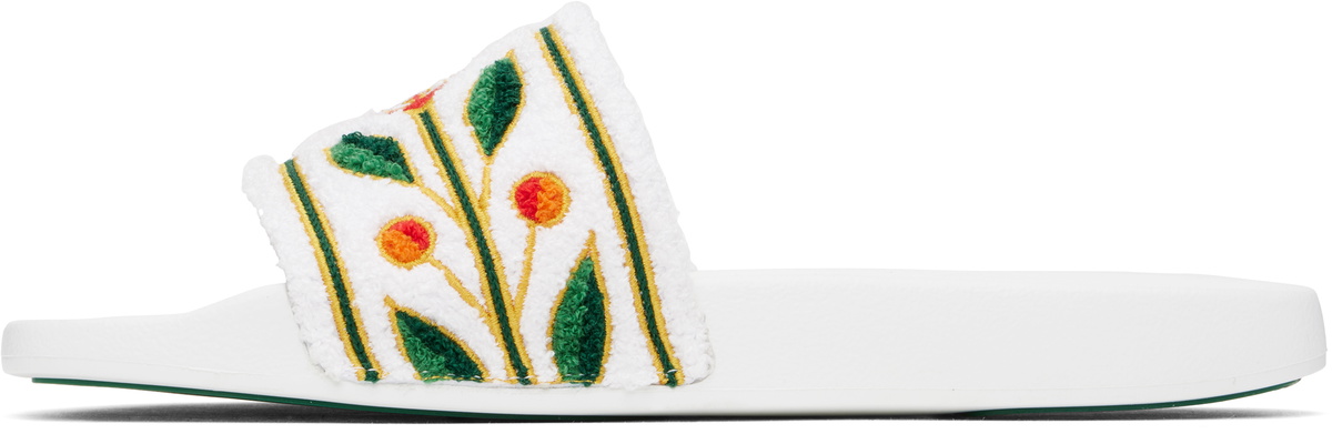Casablanca White Laurel Terry Slides