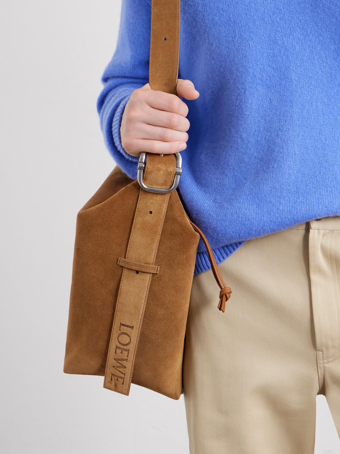 LOEWE - Loop Logo-Debossed Suede Messenger Bag