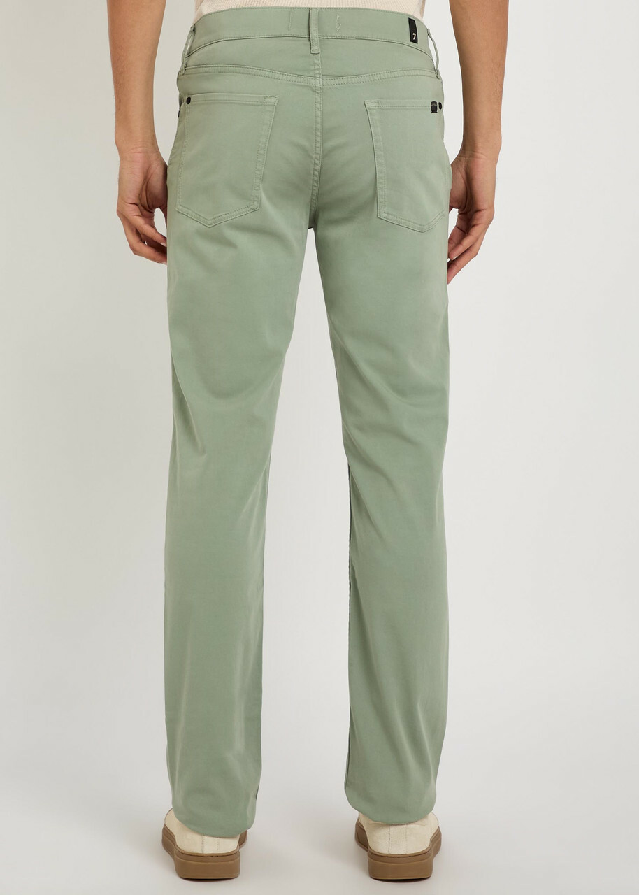 7 For All Mankind Slimmy Tapered-leg Stretch-sateen Chino Trousers Light Green