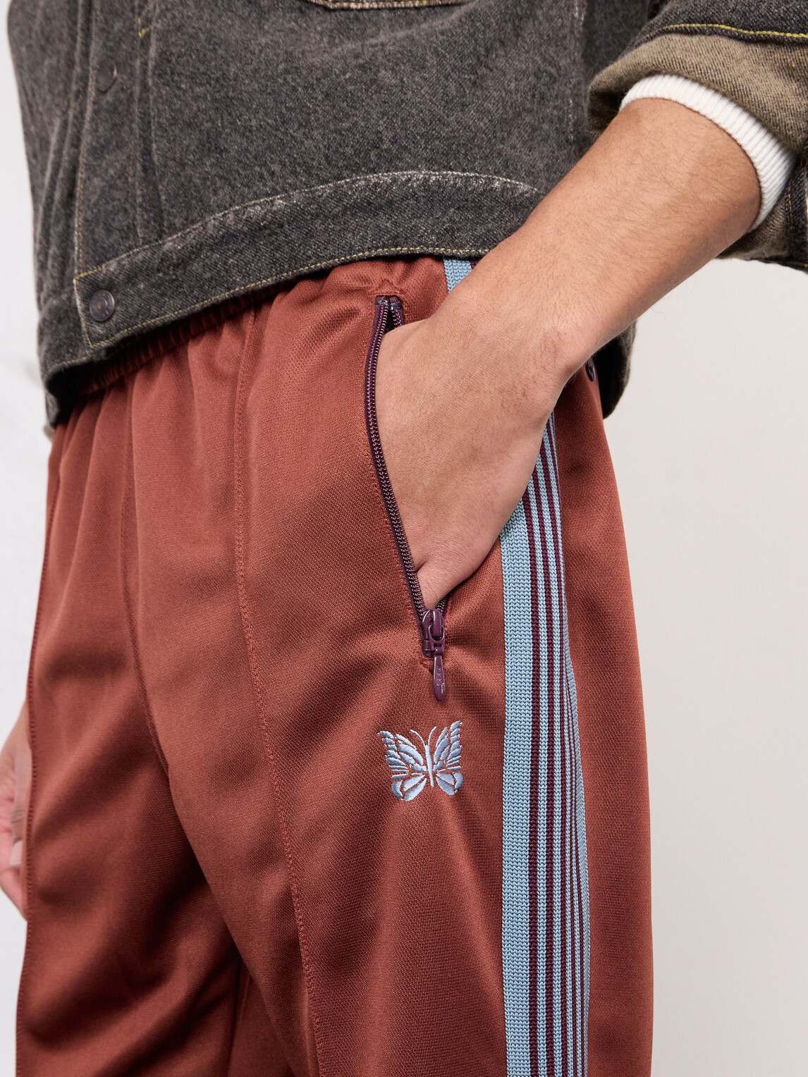 Needles - Bootcut Logo-Embroidered Striped Jersey Sweatpants - Red