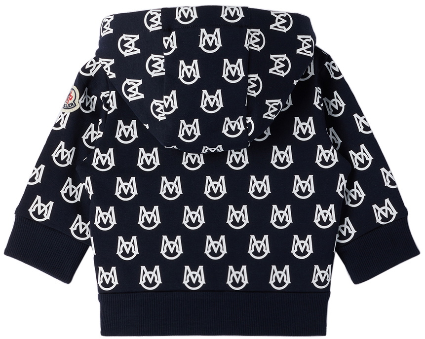 Moncler Enfant Baby Navy Monogram Hoodie & Lounge Pants Set