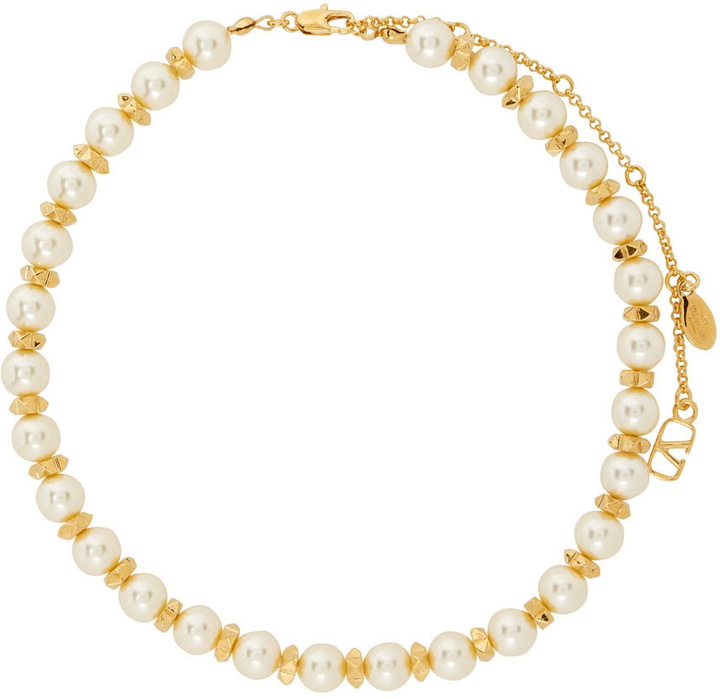 Photo: Valentino Garavani Gold Pearl VLogo Necklace