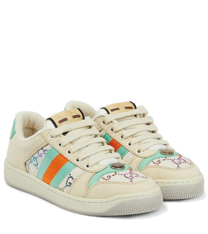 Photo: Gucci - Screener embellished leather sneakers