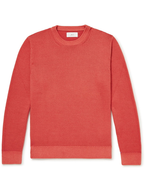 Photo: Mr P. - Garment-Dyed Waffle-Knit Merino Wool Sweater - Orange