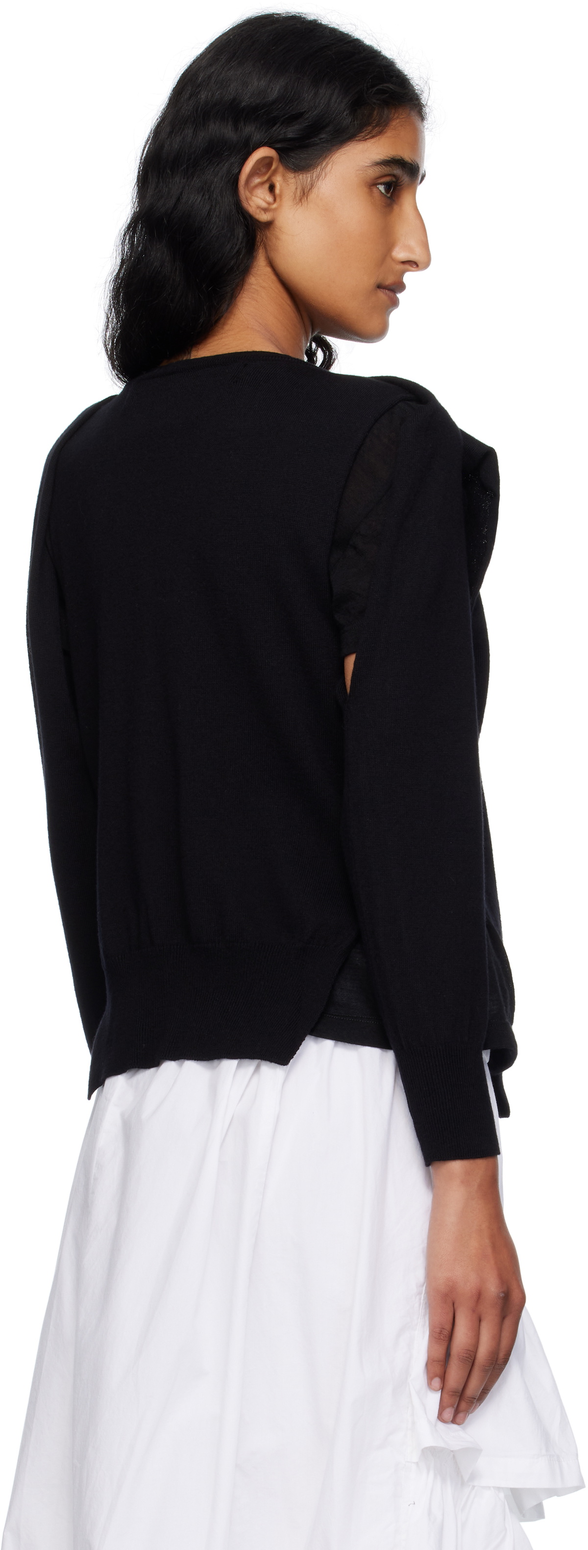 OPEN YY Black Sleeve Layered Cardigan