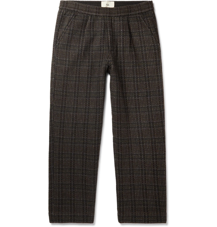 Photo: Folk - Alber Checked Wool-Blend Trousers - Brown