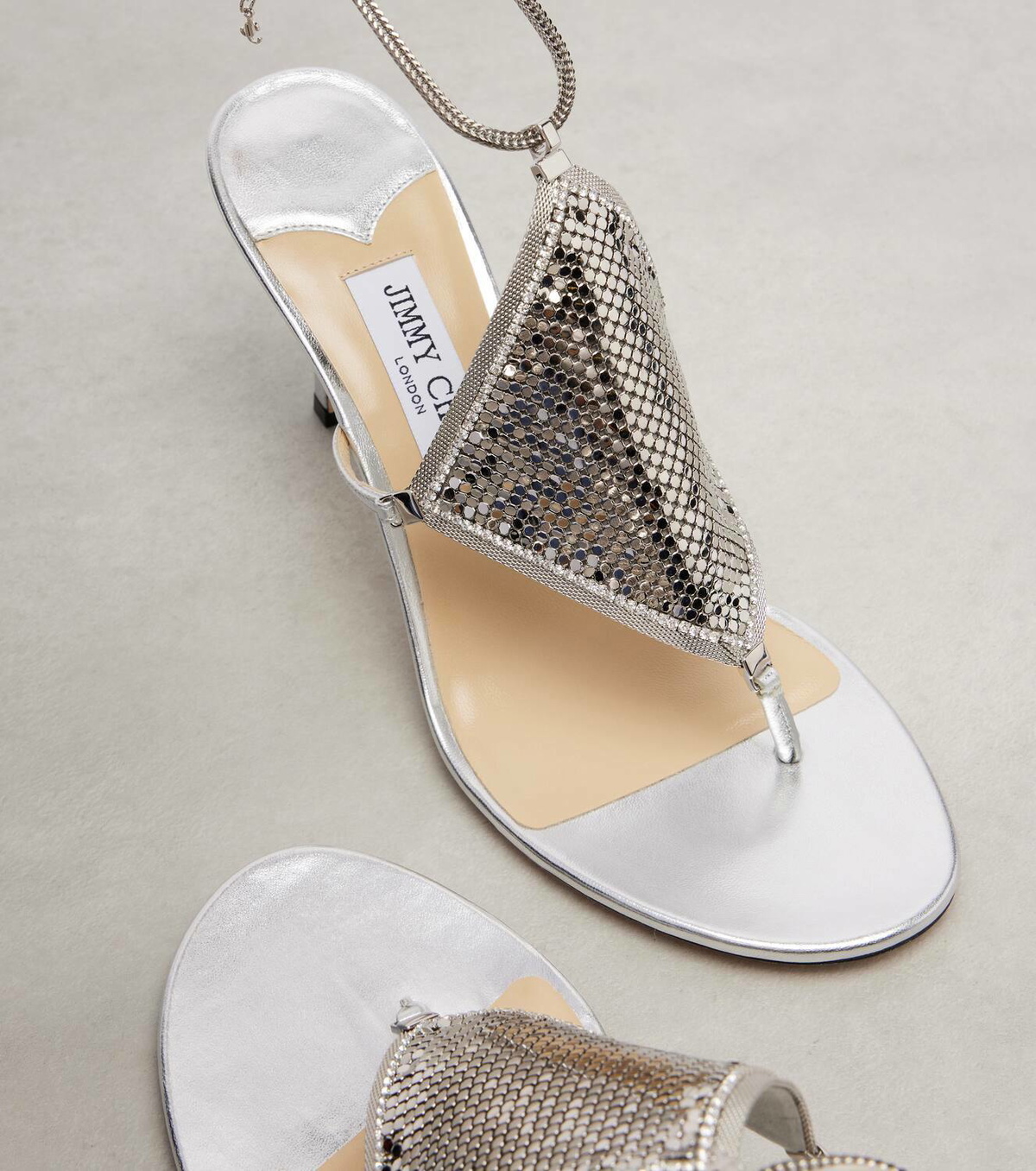 Jimmy Choo Archive Thong 85 metallic leather sandals